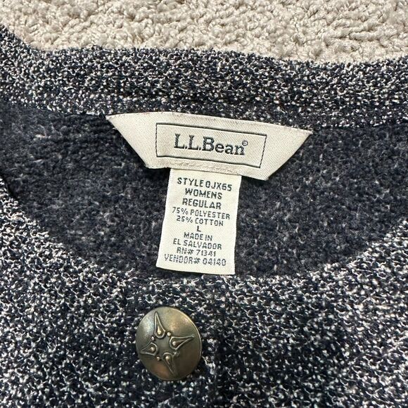 LL Bean Women's Gray Brass Button Up Long Sleeve Cardigan Sweater, Large - Picture 4 of 6